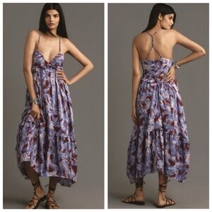 🔸NWT🔸Anthropologie V-Neck A-Line Midi Dress